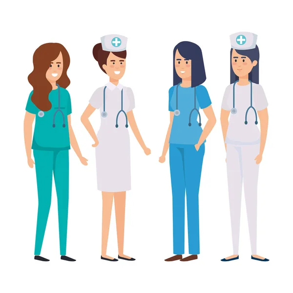 Groep Van Artsen Met Verpleegkundige Vector Illustratie Ontwerp — Stockvector