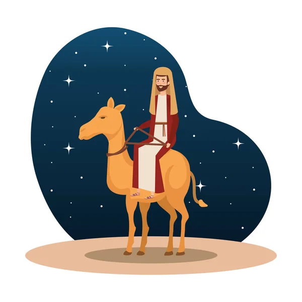 Santo Joseph Camelo Natal Personagem Vetor Ilustração Design — Vetor de Stock