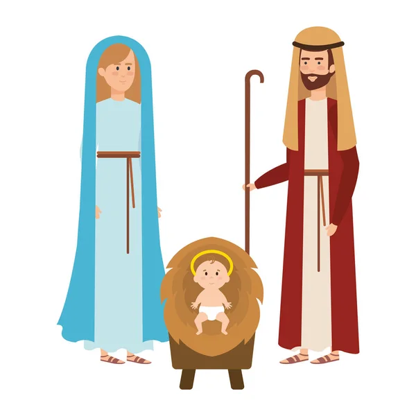Kutsal Aile Yemlik Karakterleri Çizimde Tasarım Vektör — Stok Vektör