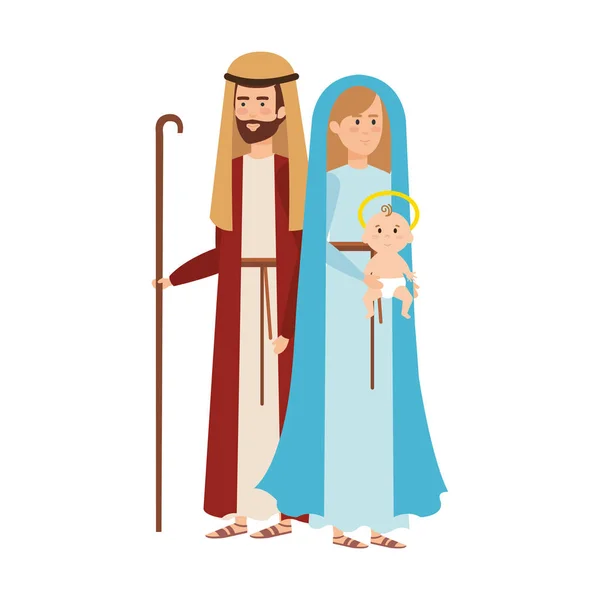 Heilige Familie Krippe Zeichen Vektor Illustration Design — Stockvektor