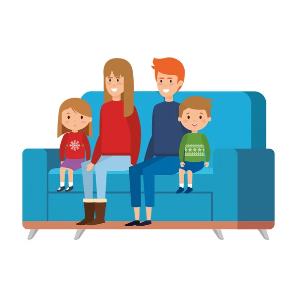 Parents Kids Livingroom Vector Illustration Design — Stock Vector