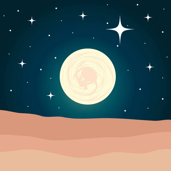 Noche Del Desierto Con Luna Pesebre Escena Fondo Vector Ilustración — Archivo Imágenes Vectoriales