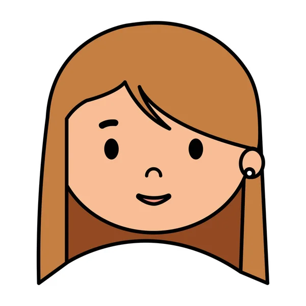 Bella Bambina Testa Personaggio Vettore Illustrazione Disegno — Vettoriale Stock