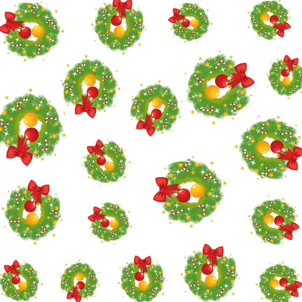 Merry Christmas Crown Balls Pattern Vector Illustration Design — Stock Vector