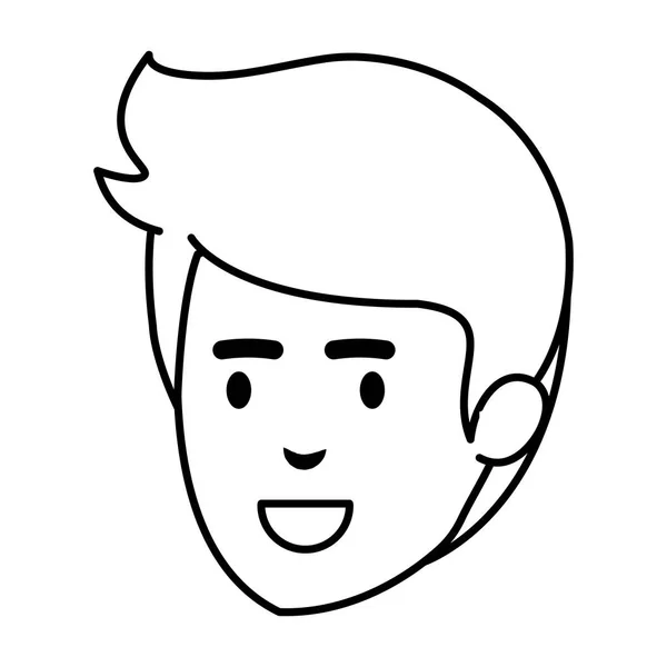 Genç Adam Baş Avatar Karakter Vektör Çizim Tasarımı — Stok Vektör