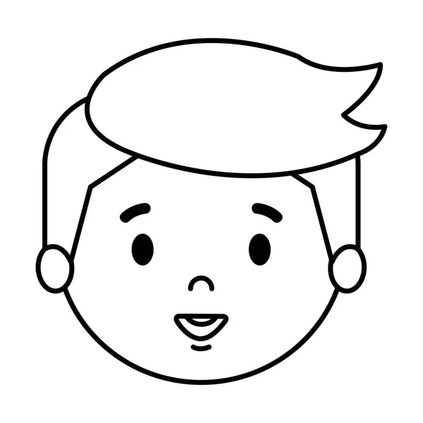 Cute Little Boy Head Character Vector Illustration Design — Stock Vector