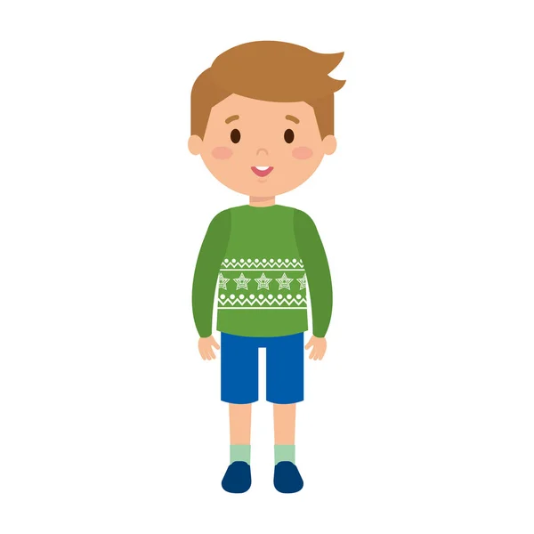 Liten Pojke Med Vinterkläder Vektor Illustration Design — Stock vektor