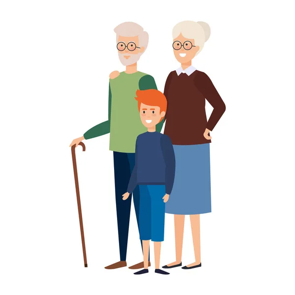 Großelternpaar Mit Enkel Vektor Illustration Design — Stockvektor