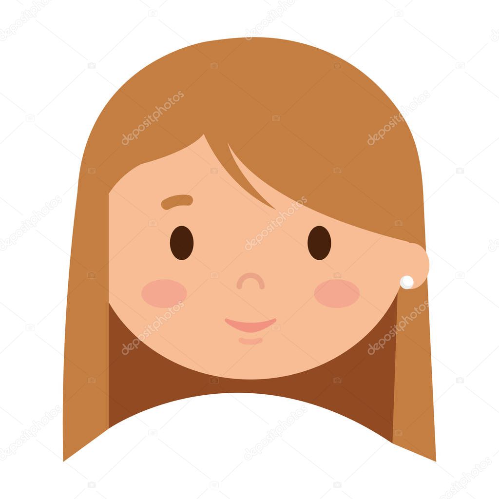 beautiful little girl head character vector illustration design