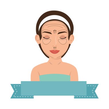 Plastik cerrahi vektör çizim tasarım hatlarında kadınla