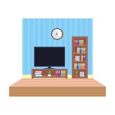 ev televizyon Oda sahne vektör çizim tasarım