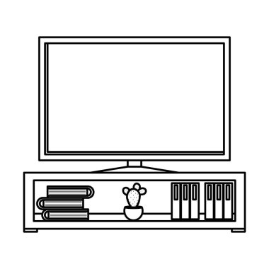 plazma tv ahşap raf vektör çizim tasarım