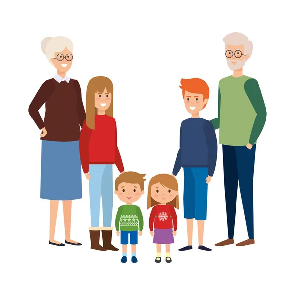 Großelternpaar Mit Kindern Vektor Illustration Design — Stockvektor