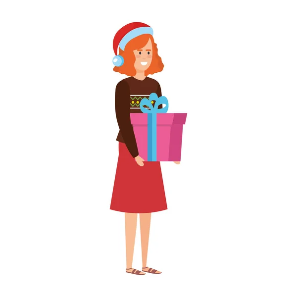 Woman Christmas Clothes Gift Vector Illustration Design — Stock Vector