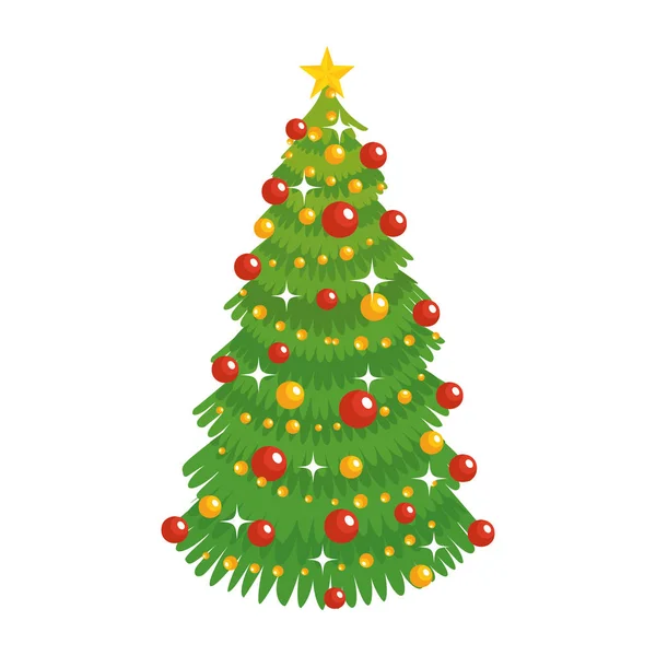 Merry Christmas Tree Pictogram Vector Illustratie Ontwerp — Stockvector