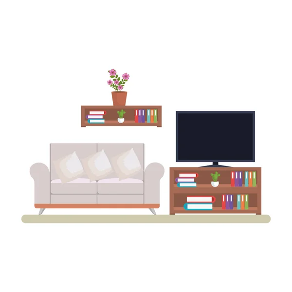 Home Livingroom Place Scene Vector Illustration Design — Stock Vector