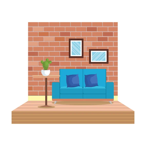 Zuhause Wohnzimmer Ort Szene Vektor Illustration Design — Stockvektor