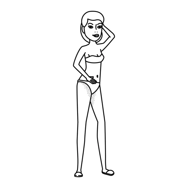 Vrouw Bikini Characterdesign Vector Illustratie — Stockvector