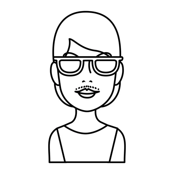 Frau Mit Gesichtsbehaarung Mit Sonnenbrille Vektor Illustration Design — Stockvektor