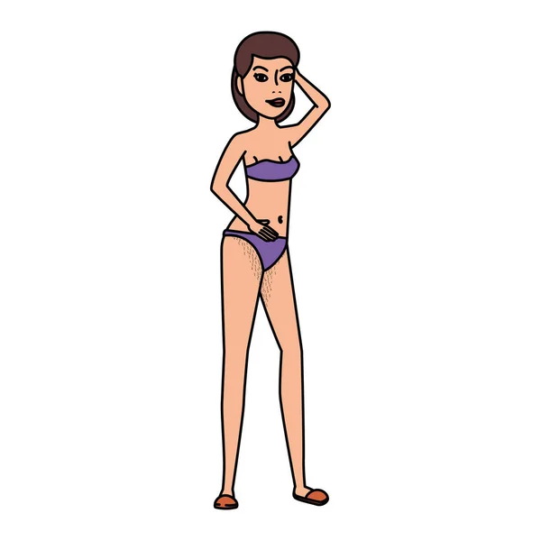 Mujer Bikini Carácter Vector Ilustración Diseño — Archivo Imágenes Vectoriales