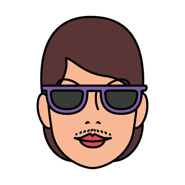 Head Woman Facial Hair Sunglasses Vector Illustration Design — Stock Vector