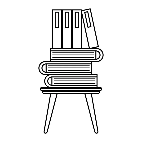 Dřevěná Židle Hromada Učebnic Vektorové Ilustrace Design — Stockový vektor