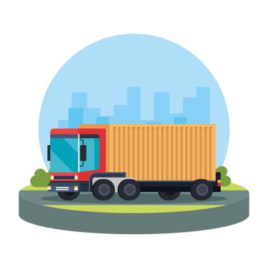 teslimat servisi kamyon araç vektör çizim tasarım