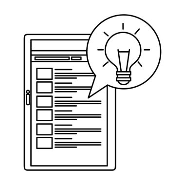 konuşma balonu ve ampul vektör çizim tasarım ile Smartphone