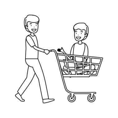 alışveriş sepeti vektör çizim tasarım ile işadamları