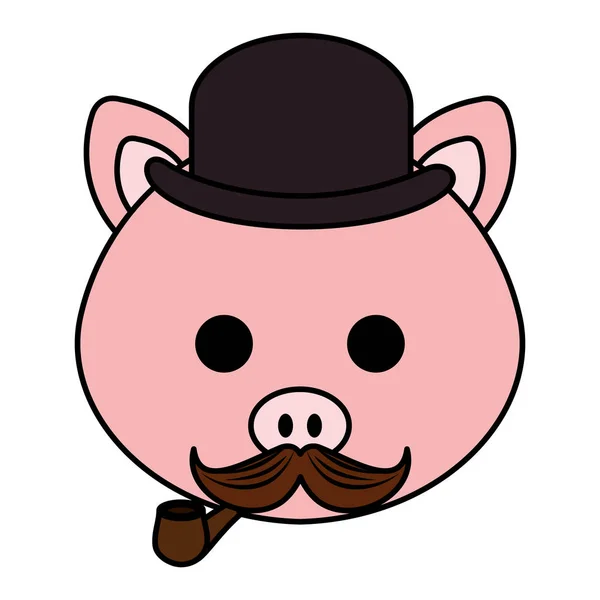 Mignon Petit Cochon Personnage Vectoriel Illustration Conception — Image vectorielle