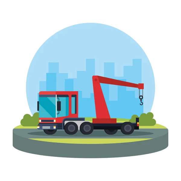 Truck Crane Logistic Service Vector Illustration Design — Stock Vector