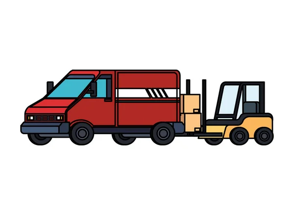 Forklift Van Delivery Service Vector Illustration Design — Stock Vector