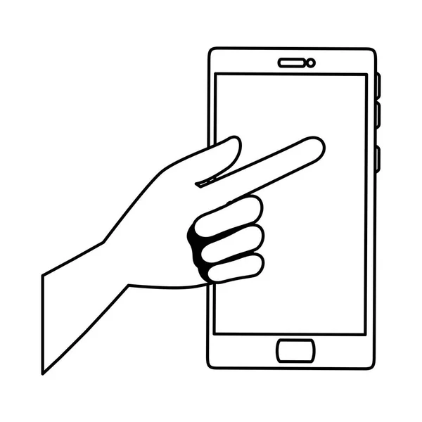 Mão Com Design Ilustração Vetor Dispositivo Smartphone —  Vetores de Stock