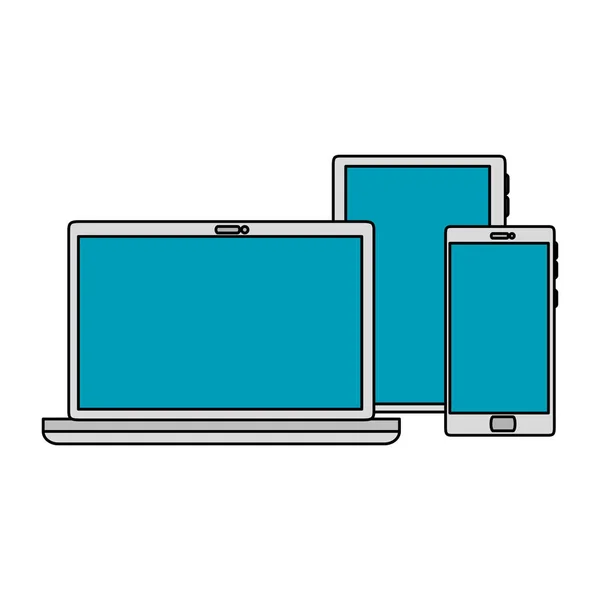 Portátil Con Diseño Ilustración Vectores Teléfonos Inteligentes Tabletas — Archivo Imágenes Vectoriales