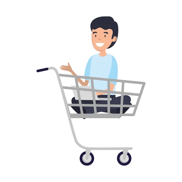 Affärsman Som Sitter Shopping Cart Vektor Illustration Design — Stock vektor