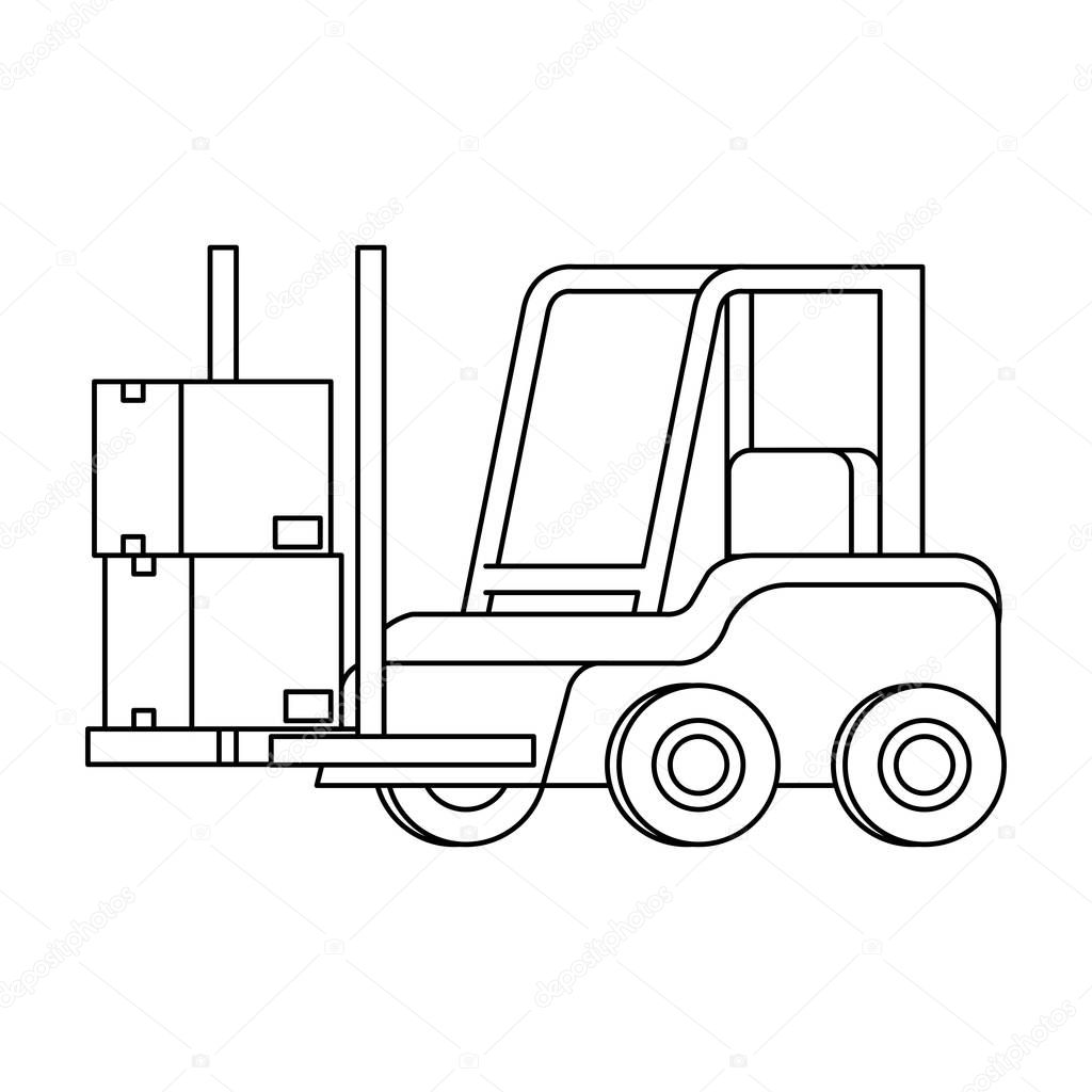 forklift vehicle delivery service vector illustration design