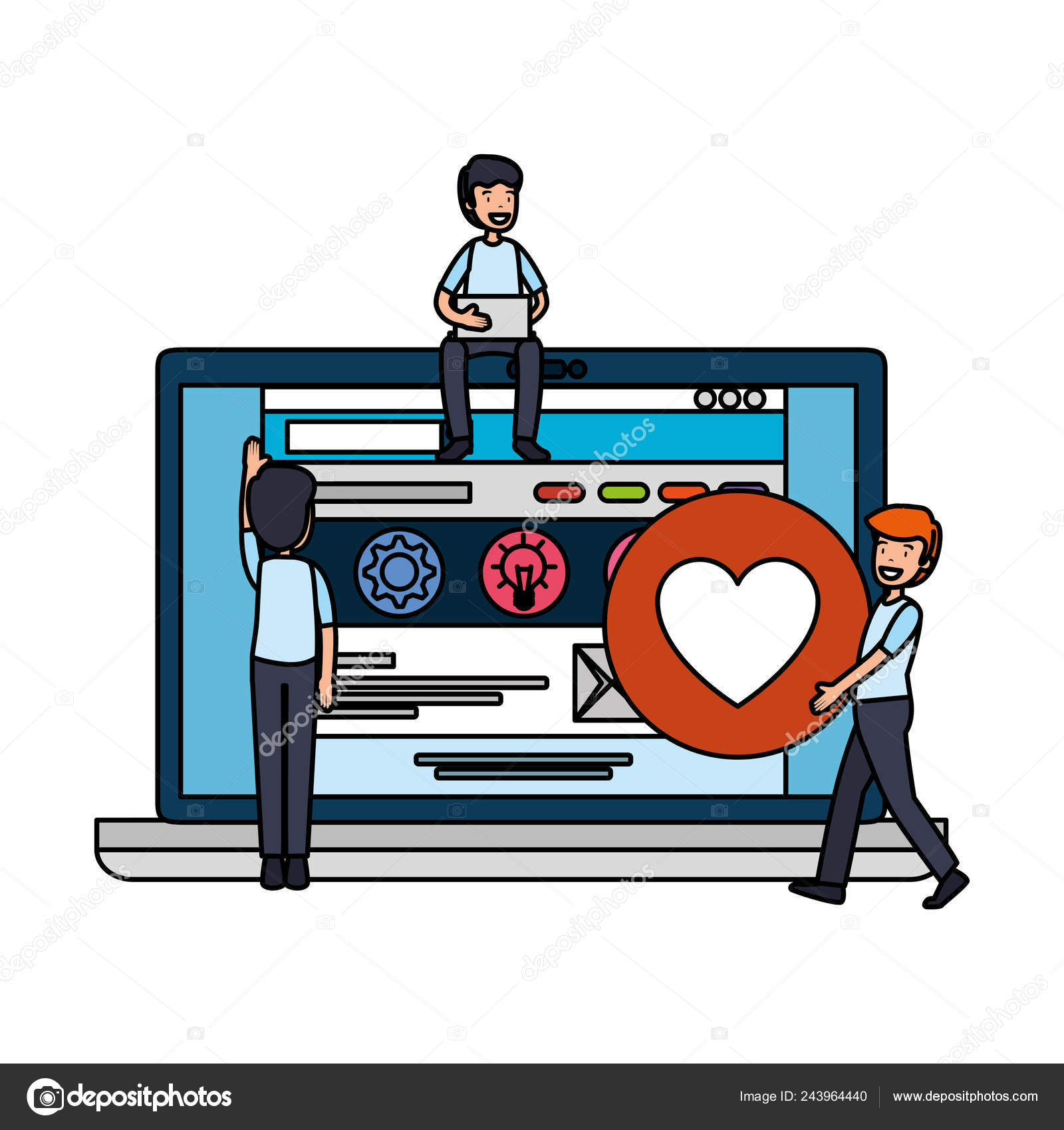 People Teamwork Laptop Computer Vector Illustration Design — Stock ...
