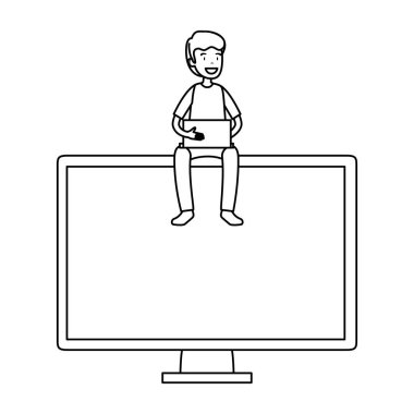 bilgisayar masaüstü vektör çizim tasarım ile işadamı