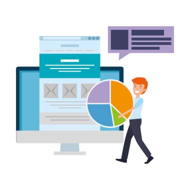 Masaüstü Infographic ve konuşma balonu vektör çizim tasarım ile