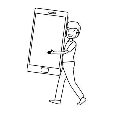 işadamı ile smartphone karakter vektör çizim tasarımı
