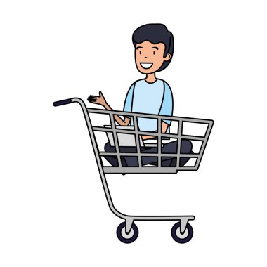 alışveriş sepeti vektör çizim tasarım oturan işadamı
