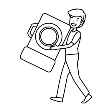 Fotoğraf kamera vektör çizim tasarımı olan adam