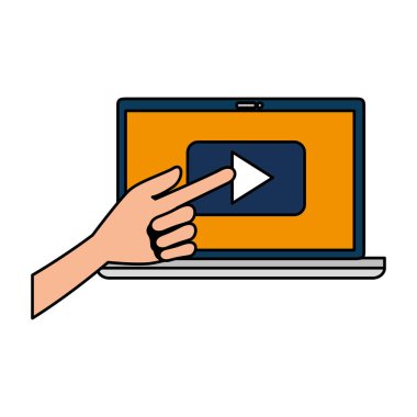 el dizüstü medya çalar uygulaması vektör illüstrasyon tasarımı ile kullanma