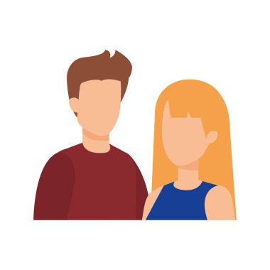 Çift avatar karakter simgeler vektör çizim tasarım