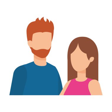 Çift avatar karakter simgeler vektör çizim tasarım