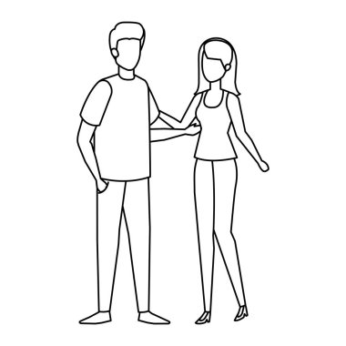 Çift avatar karakter simgeler vektör çizim tasarım