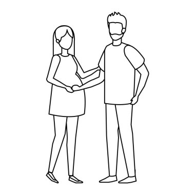 erkekle kadın gebelik karakter vektör çizim tasarım