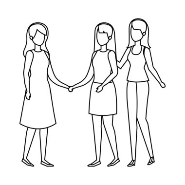 kadın avatarlar karakter vektör çizim tasarım grubu