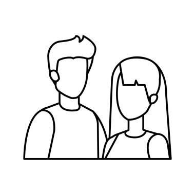 Çift avatar karakter simgeler vektör çizim tasarım