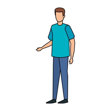 Genç ve rahat bir adam karakter vektör çizim tasarımı